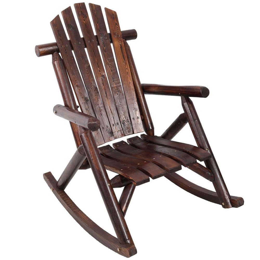 Brown Wood Outdoor Rocking Chair, Wooden Porch Rocker Chair, Patio Rockers 