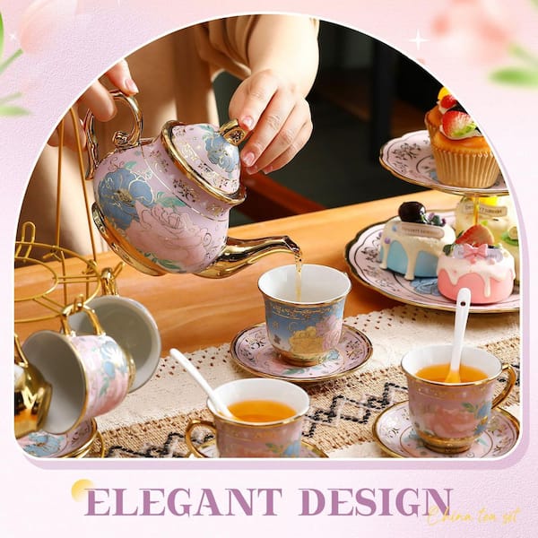 食器  tea set Amazon.com | 20-Pieces Porcelain Bone china Tea Sets,Gold Rim