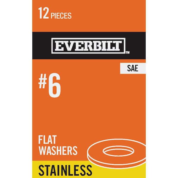 Everbilt #6 Stainless Steel Flat Washer (12-Pack)