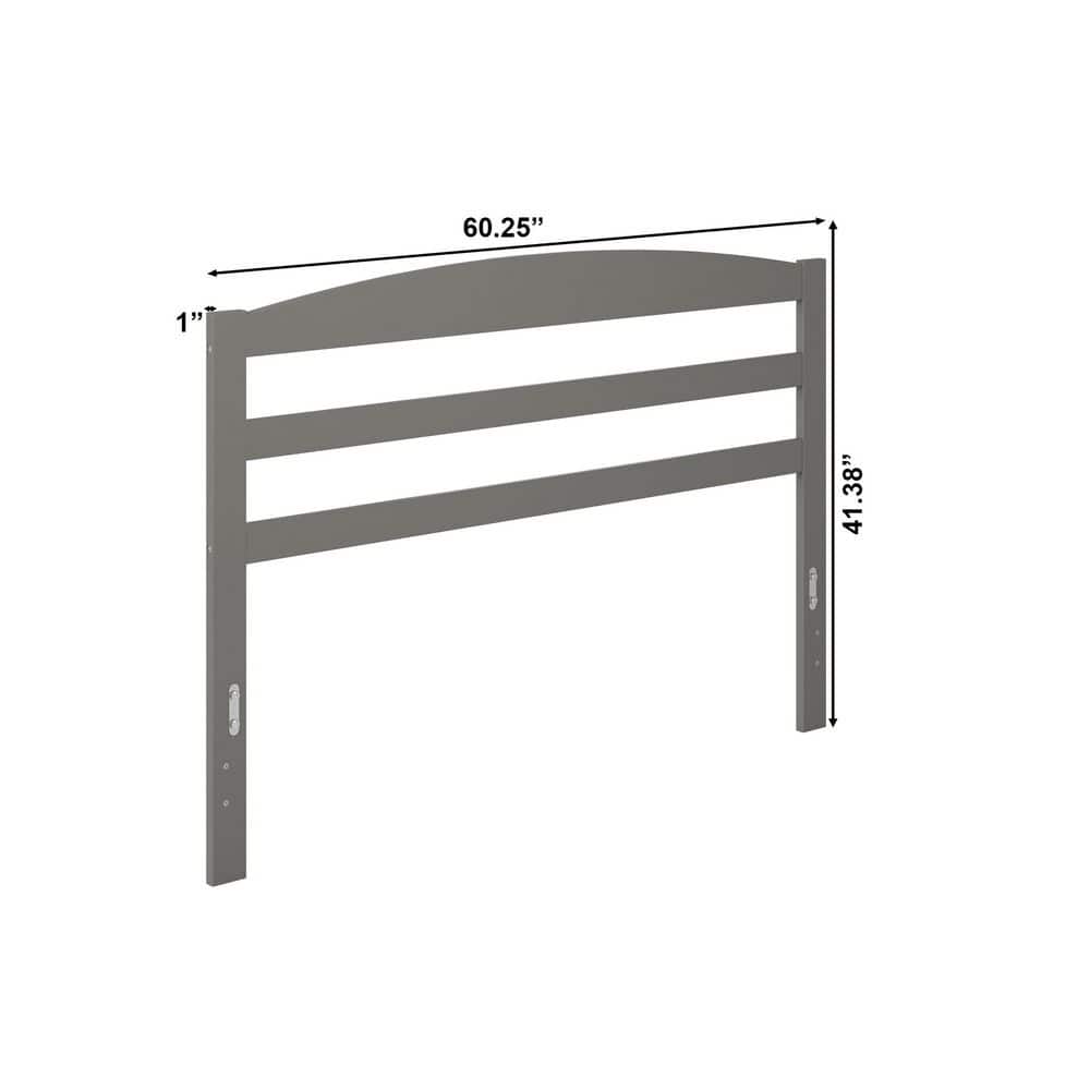 Gray Queen Size Solid Wood Slatted Headboard with Charging Station