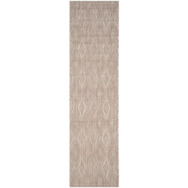 Courtyard Beige 2 ft. x 8 ft. Solid Indoor/Outdoor Patio  Runner Rug