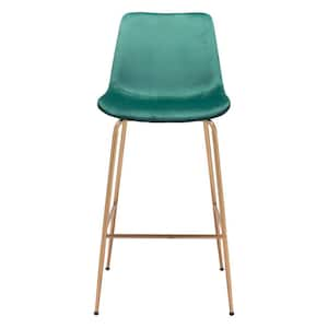 30.7 in. Green Low Back Metal Bar Chair with Upholstery Seat