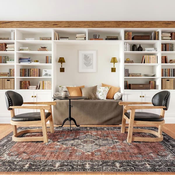 Wild Orchid Machine Washable Brick Doormat 3 ft. x 5 ft. Indoor/Outdoor Patio Rug