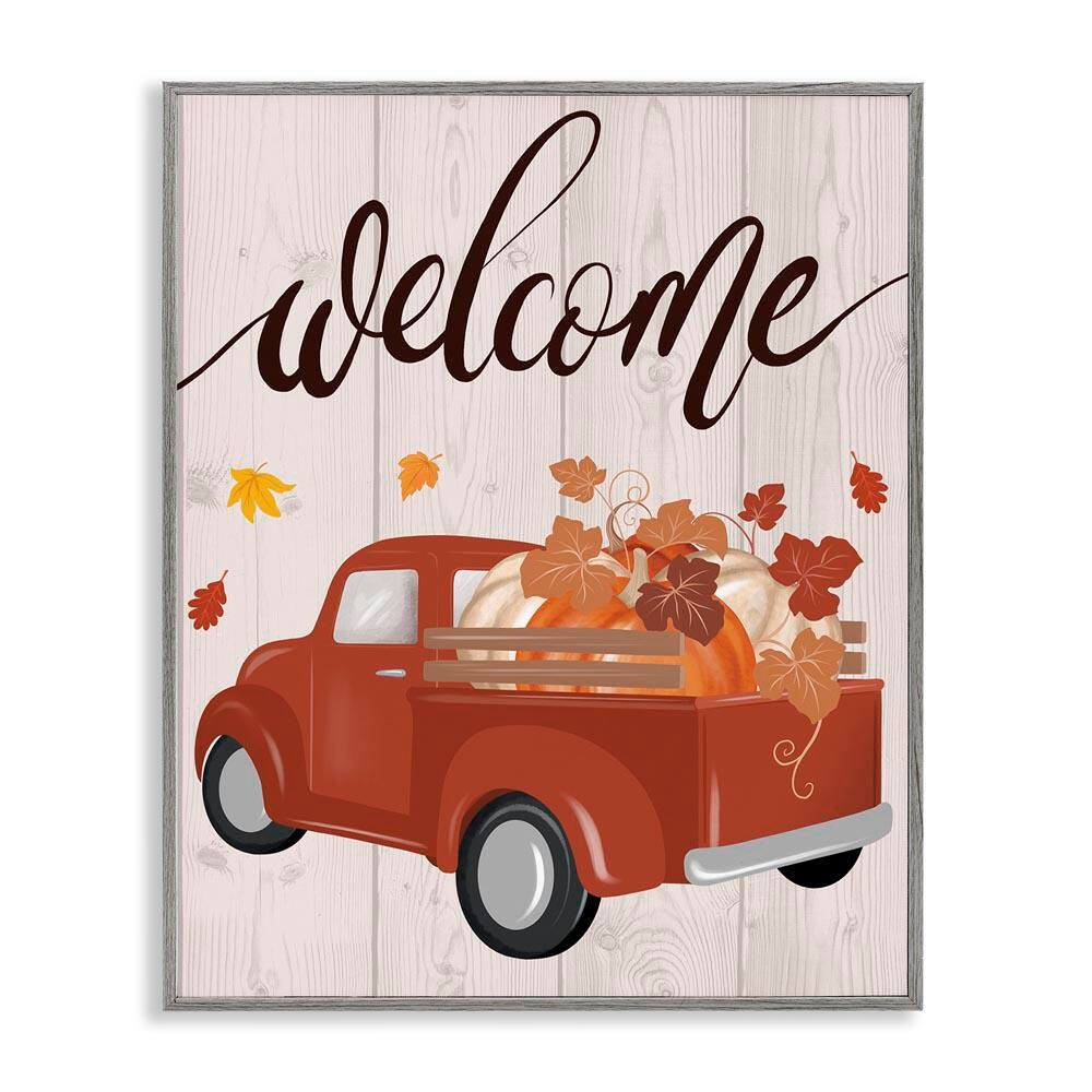 Welcome Country Pumpkin Truck by Jo Taylor Gray Framed Graphic Typography Art Print 24 in. x 30 in. price history on PriceWatchPro