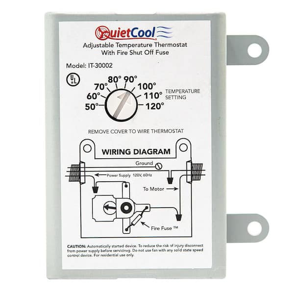 QuietCool Attic Fan Mechanical Replacement Thermostat with Built-In Fire Safety Shut Off
