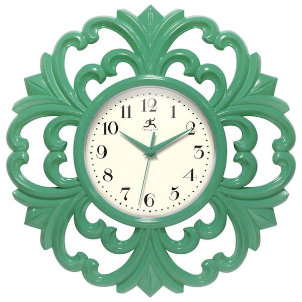 Infinity Instruments Wisteria 15.5 in.  Green Resin Decorative Wall Clock