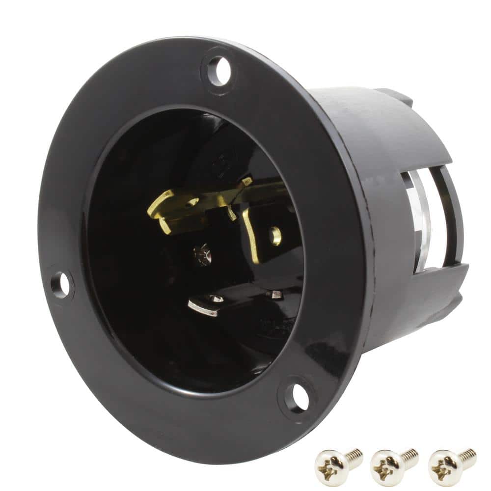 20 Amp Locking 3-Prong 125-Volt NEMA L5-20P Flanged Power Input Inlet