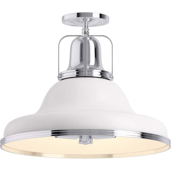 KOHLER Hauksbee 18 in. 3-Light Black with Brass Trim Semi-Flush Mount