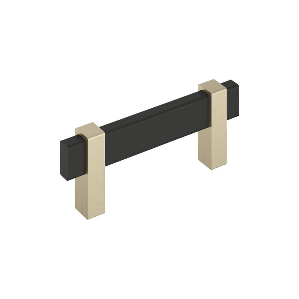 Mulino 3 in. (76 mm) Center-to-Center Modern Matte Black/Golden Champagne Bar Cabinet Pull price history on PriceWatchPro