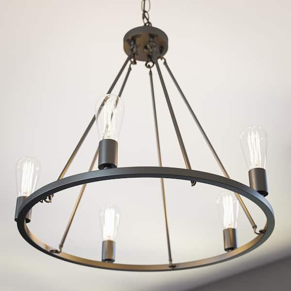 Manor Brook Baker 5 Light Black, How To Take Down A Small Chandelier