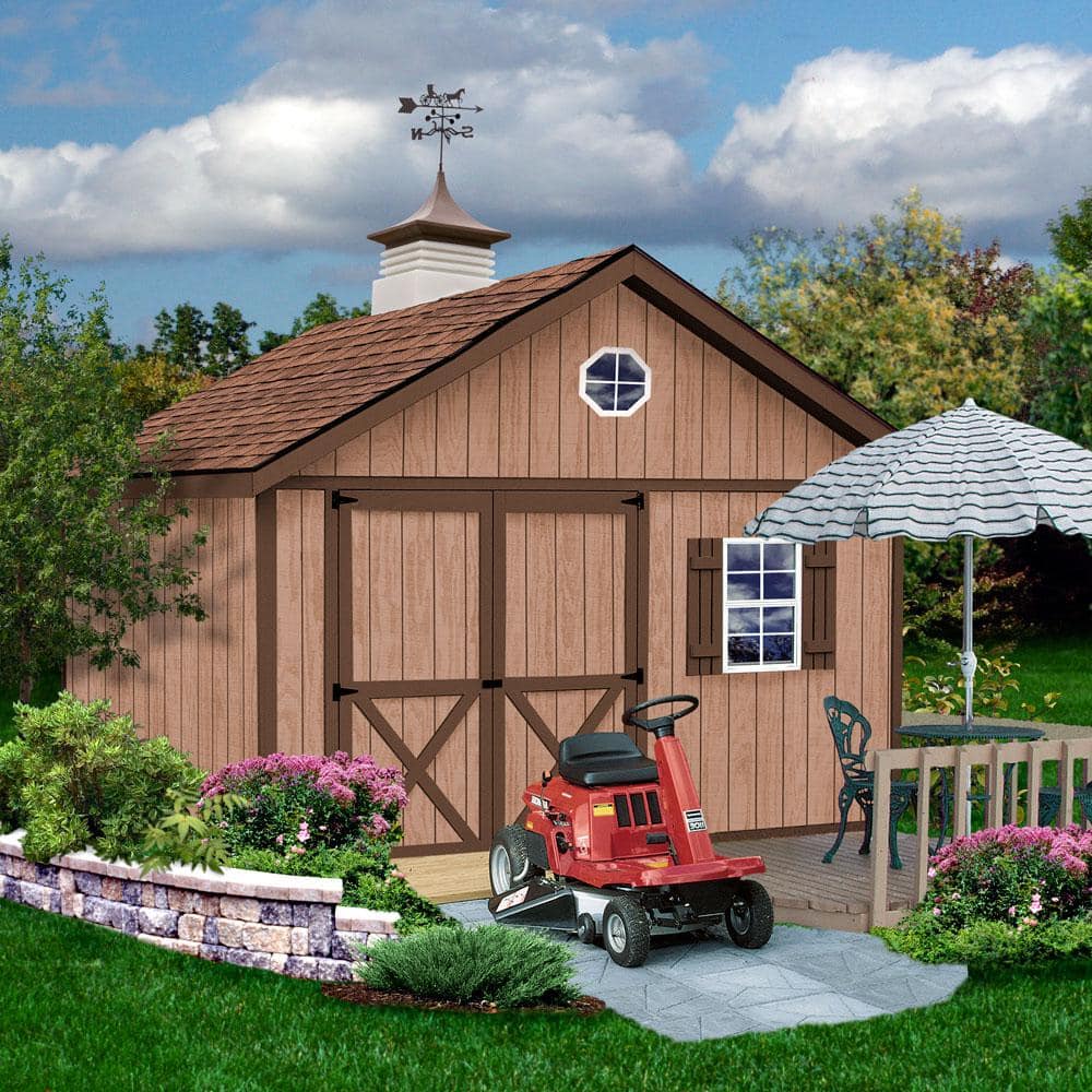 Brandon 12' x 16' Gray Wood Storage Shed Kit with Windows