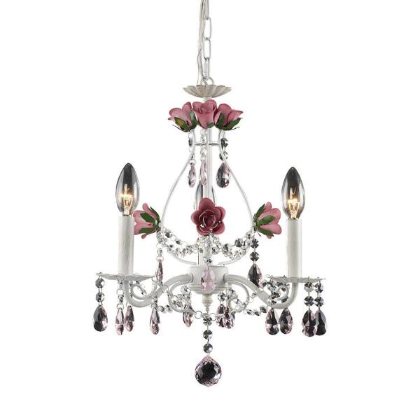 Titan Lighting Rosavita 3-Light Antique White Ceiling Mount Chandelier