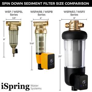 Reusable 50 Micron Sediment Spin-Down Water Filter with Auto Flushing Module, 35 GPM, 1 in. MNPT, 3/4 in. FNPT