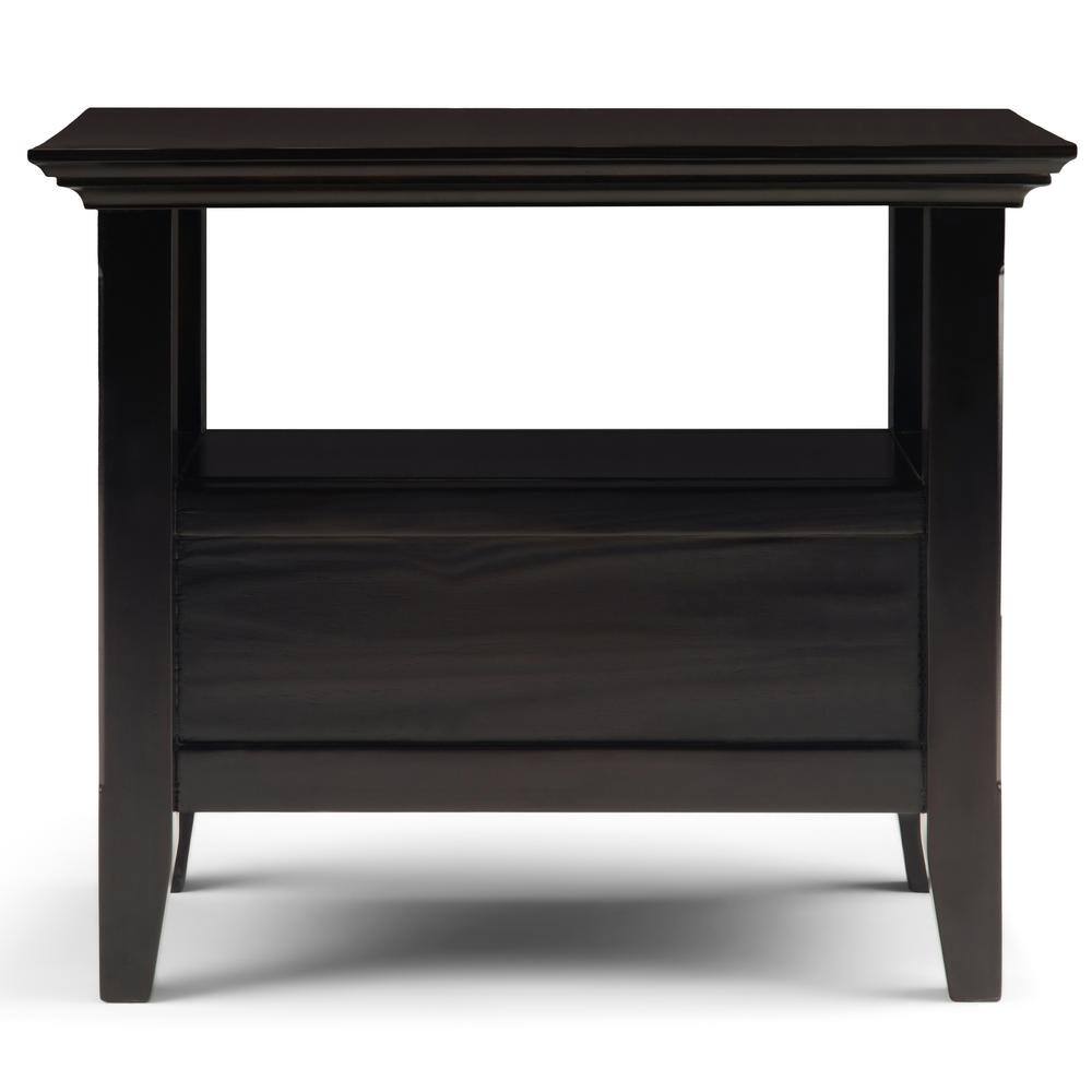 Hickory Brown Wood Round Side Table with Storage