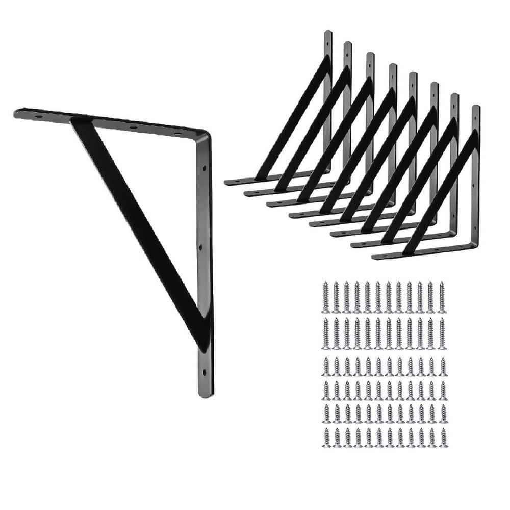 16 in. H Mild Steel 240 lb. Load Capacity L Shelf Bracket, Black Heavy Duty for Floating Shelves (8-Pack) price history on PriceWatchPro