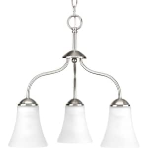 Classic Collection 3-Light Brushed Nickel Etched Glass Traditional Chandelier Light