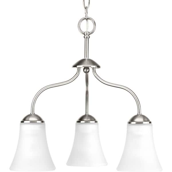 Progress Lighting Classic Collection 3-Light Brushed Nickel Etched Glass Traditional Chandelier Light