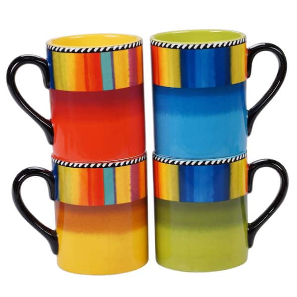 Certified International Sierra 4-Piece Seasonal Multicolored Earthenware 16 oz. Mug Set (Service for 4)