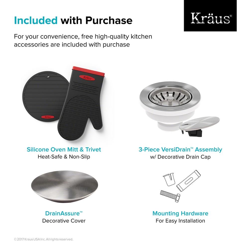 Dex 25-Inch Undermount Single Bowl Stainless Steel Kitchen Sink with DrainAssure