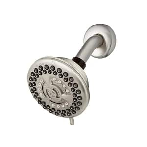 9-Spray 4.5 in. Single Wall Mount Low Flow Fixed Adjustable Shower Head in Brushed Nickel