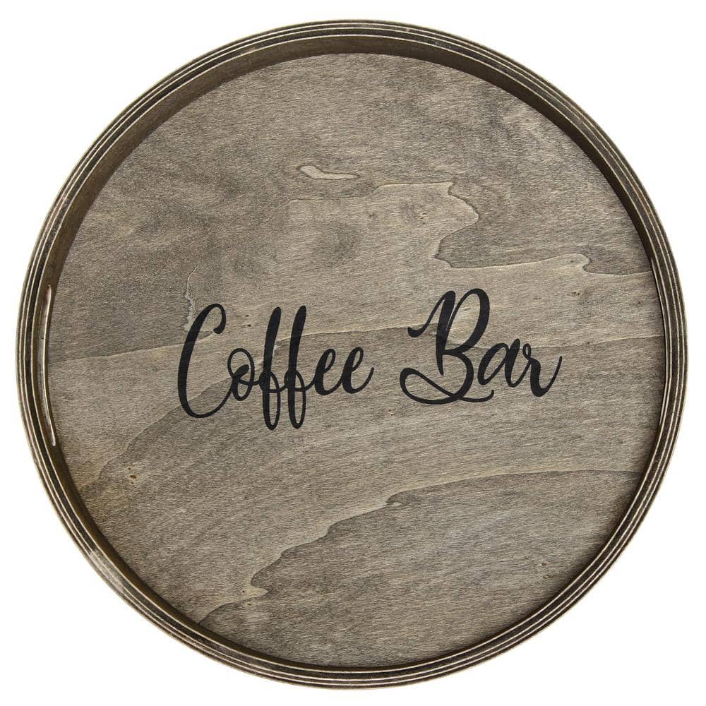 13.75 in. W x 1.65 in. H x 13.75 in. D Coffee Bar Smoky Round Decorative Wo