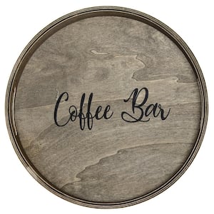 13.75 in. W x 1.65 in. H x 13.75 in. D Coffee Bar Smoky Round Decorative Wood Serving Tray