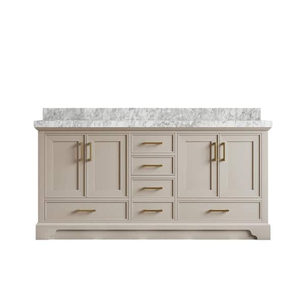 Willow Collections Charlotte 72 in. Double Sink Freestanding Black Top Bath Vanity with Carrara Marble Top