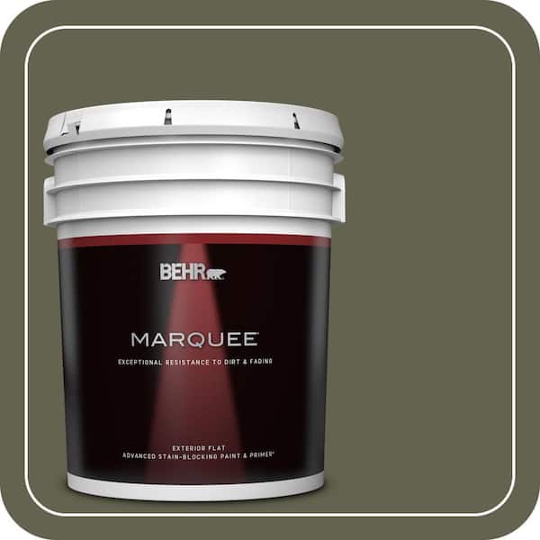 BEHR MARQUEE 5 gal. #N350-7A Mountain Olive Flat Exterior Paint & Primer