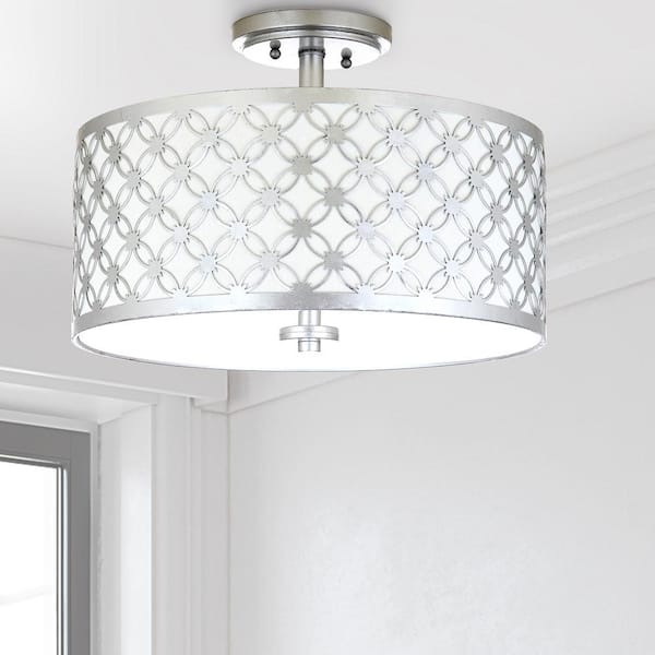 Hutch 16 in. 3-Light Silver Semi-Flush Mount