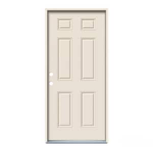 32 in. x 80 in. 6-Panel Primed Steel Prehung Right-Hand Inswing Front Door