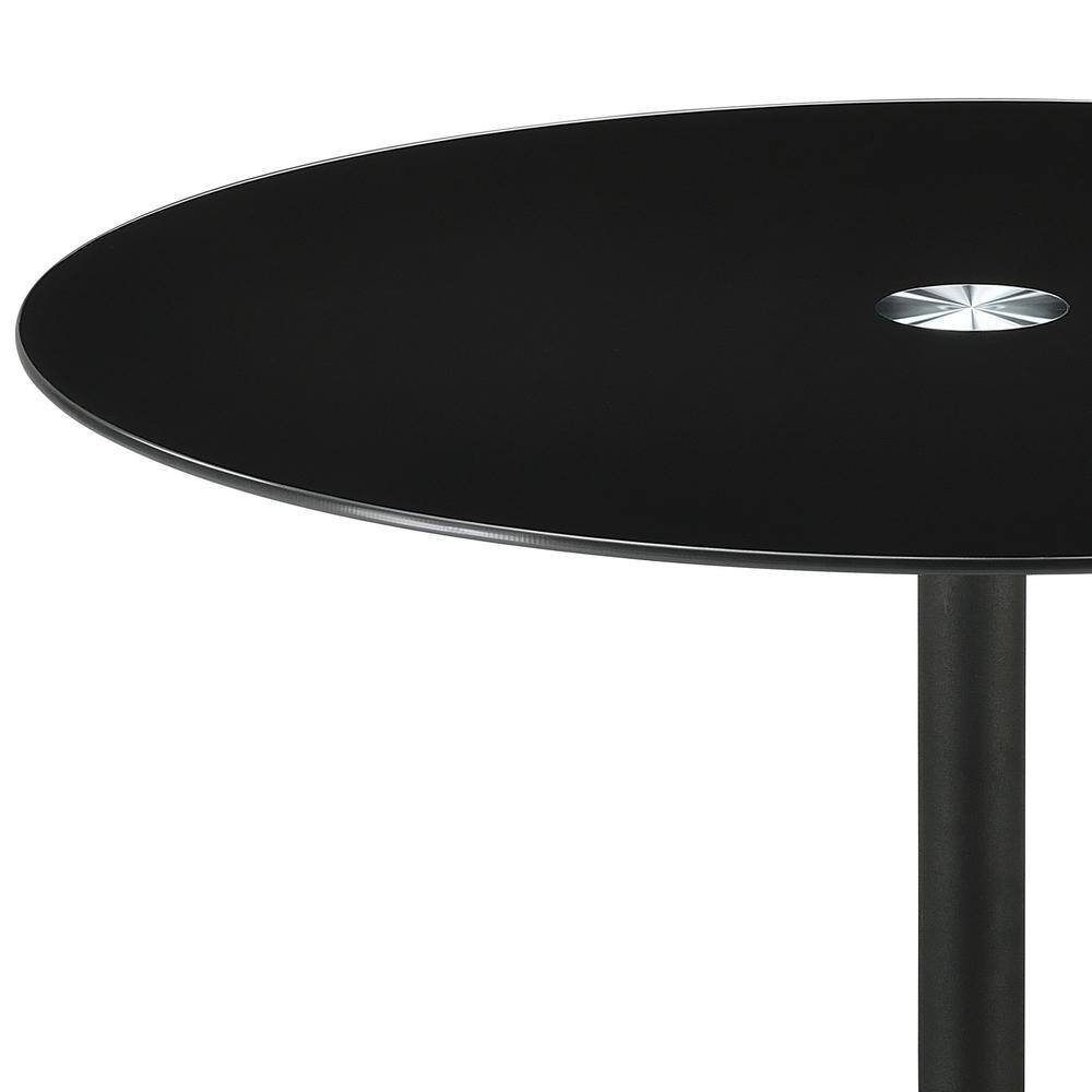 Ganso Round Black Metal Coffee Table with Glass Top