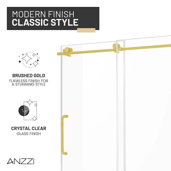 ANZZI Madam Series 76 in. x 50-54 in. Frameless Sliding Shower