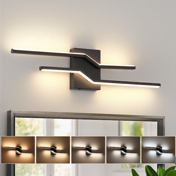 23.6 in. 1-Light Black LED Bathroom Vanity Light Bar with Dimmable and 5-CCT Adjustable Switch