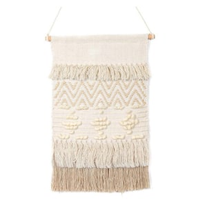 Bohemian Beige 16 in. x 22 in. Cotton Handmade Tapestry