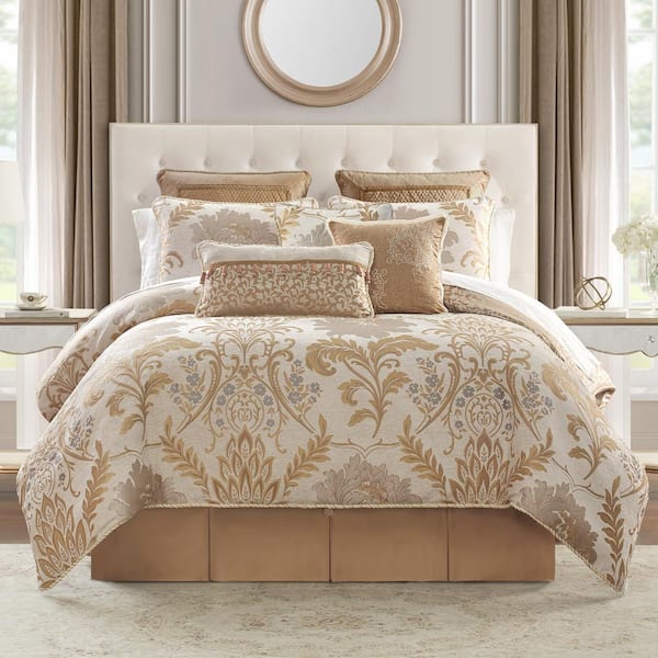 WATERFORD Ansonia 6PC Gold Floral Polyester King Comforter Set