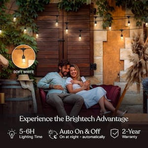 Ambience Pro 12-Light 27 ft. Outdoor Solar 1W 3000k LED S14 Hanging Edison Bulb String-Light