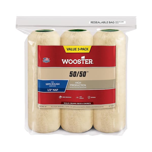 9 in. x 1/2 in. 50/50 Lambswool/Polyester Knit Roller Cover (3-Pack)
