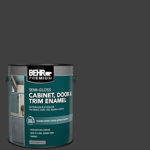 1 gal. #1350 Ultra Pure Black Semi-Gloss Enamel Interior/Exterior Cabinet, Door & Trim Paint