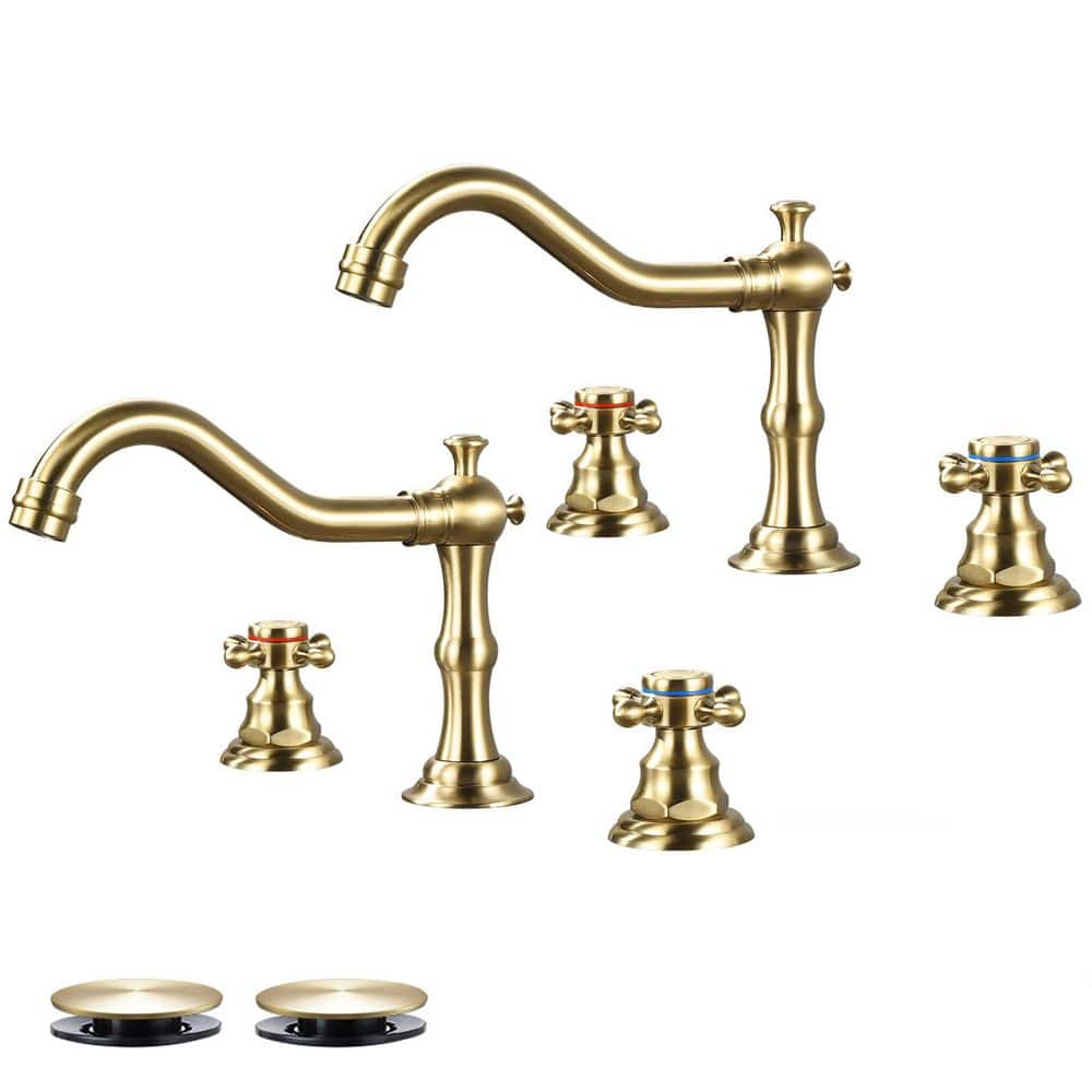 Double Handles 8 in. Widespread Bathroom Faucet 3-Hole Waterfall Sink Fauce