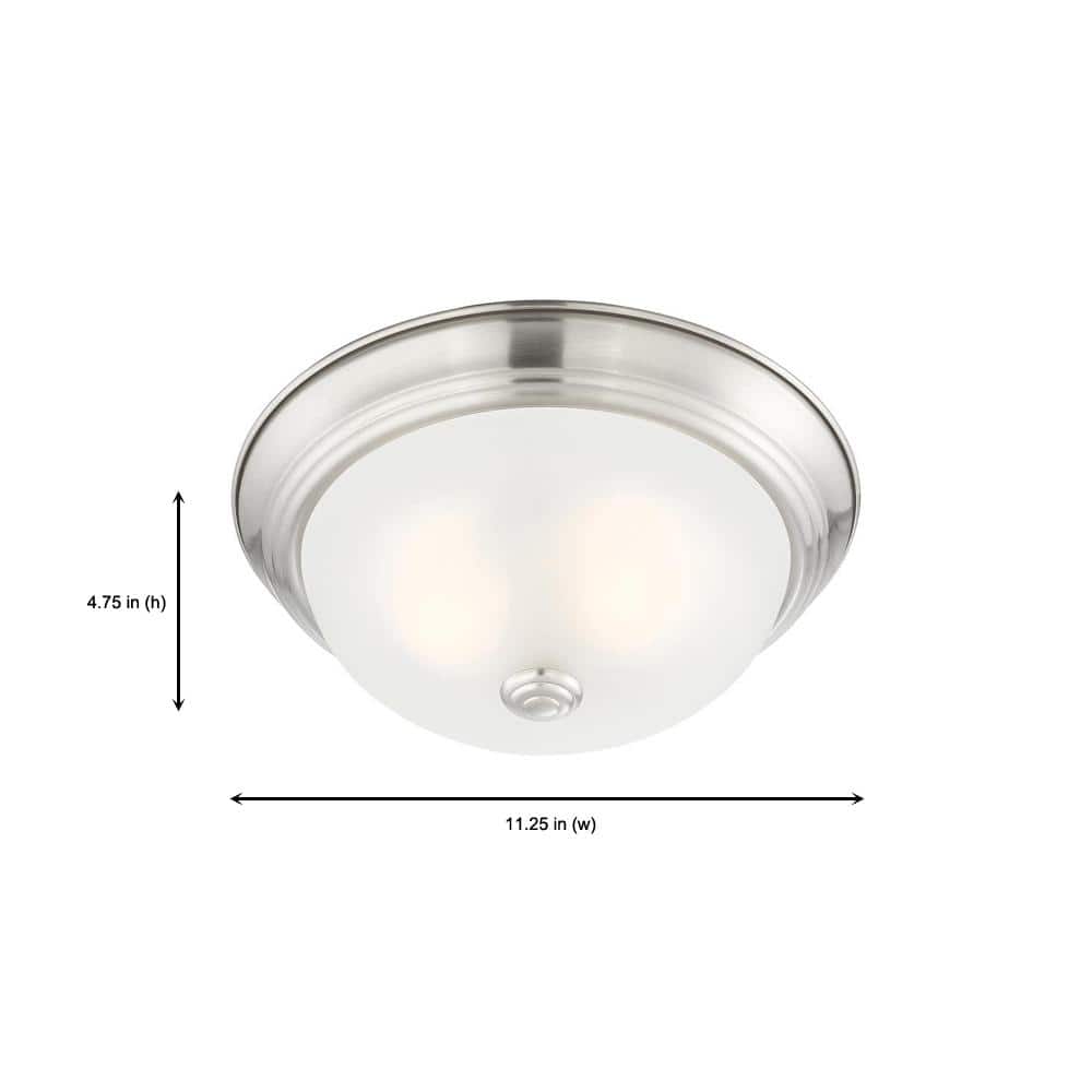 Elegant 11" Satin Platinum Flush Mount Ceiling Light with Etched Glass