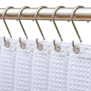 Shower Rings, Rustproof Zinc Shower Curtain Hooks Rings, S Shaped Hooks for Shower Curtains in Brushed Nickel
