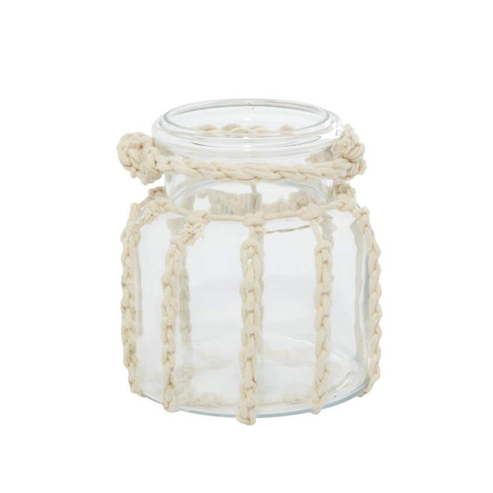 Coastal Clear Glass 6" Hanging Candle Lantern with Rope Detail