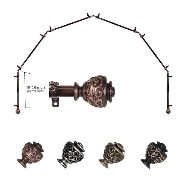 13/16" Eleanor 6-Sided Bay Window Curtain Rod (18-28 inch each side)-Cocoa