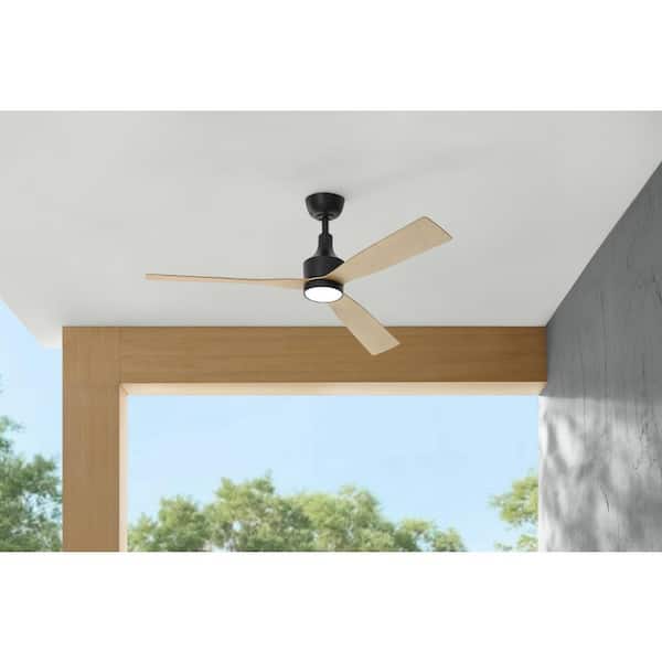 Home Decorators Collection Ryland 52 in. Smart Indoor/Outdoor Matte Black Ceiling Fan with Adjustable White LED with Remote Powered by Hubspace