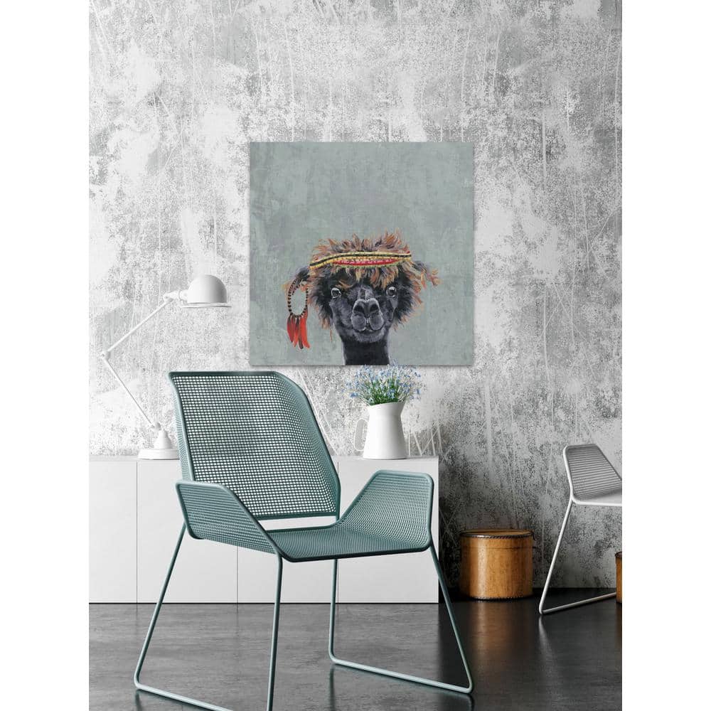 32 in. H x 32 in. W Hippie Llama by Marmont Hill Canvas Wall Art
