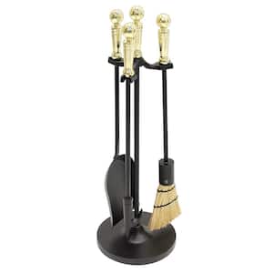 22 in. Tall Polished Brass Holden 4-Piece Mini Fireplace Tool Set
