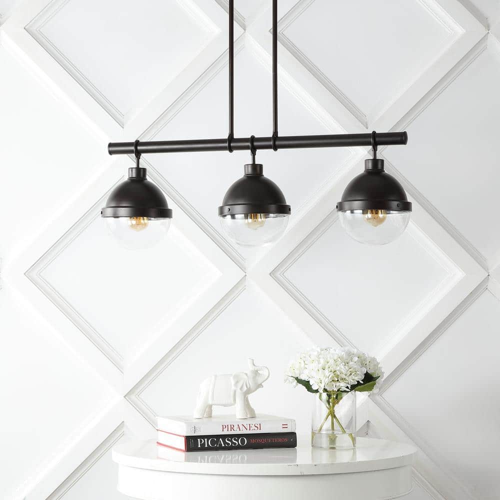 Caleb Industrial Rustic 33" Oil-Rubbed Bronze LED Linear Pendant