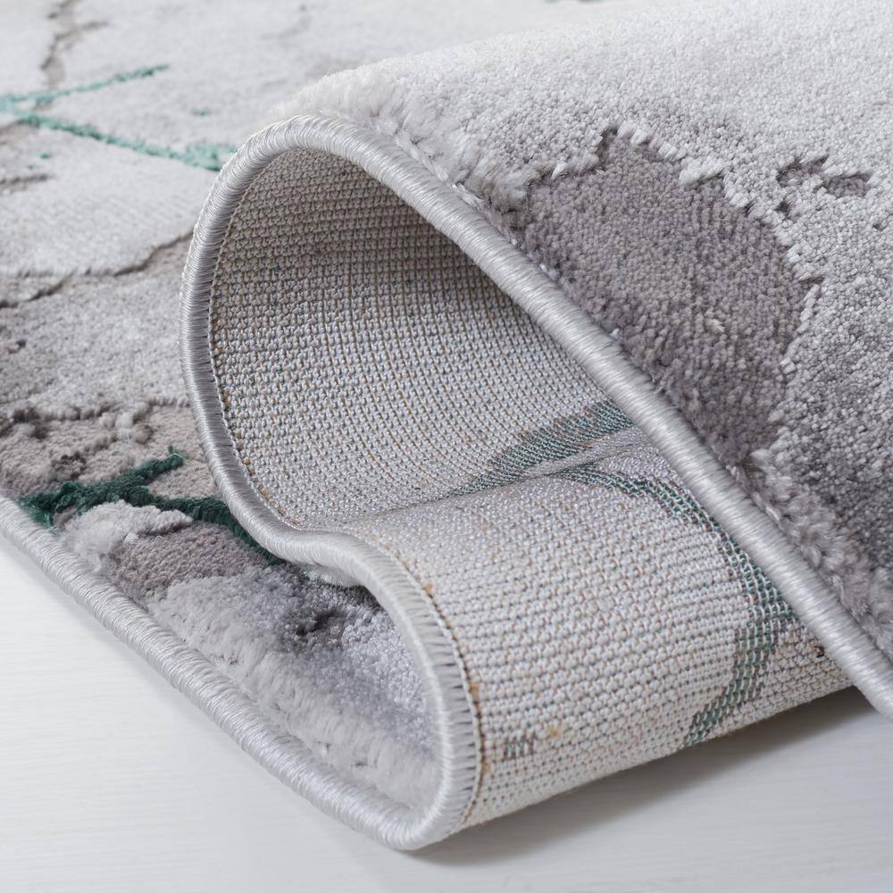 Gray and Pink Abstract Marble Runner Rug, 2'3" x 12'