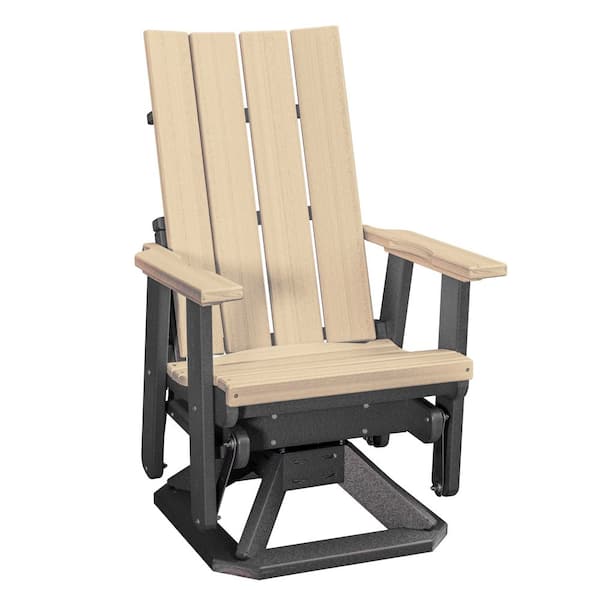 American Furniture Classics Brandon Series Black High Density Polyethylene Swivel Outdoor Rocking Chair (Set of 1)