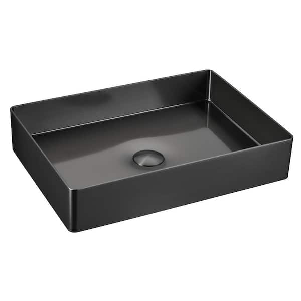 CCV600 23-5/8 in . Stainless Steel Vessel Bathroom Sink in Gray Gunmetal Grey
